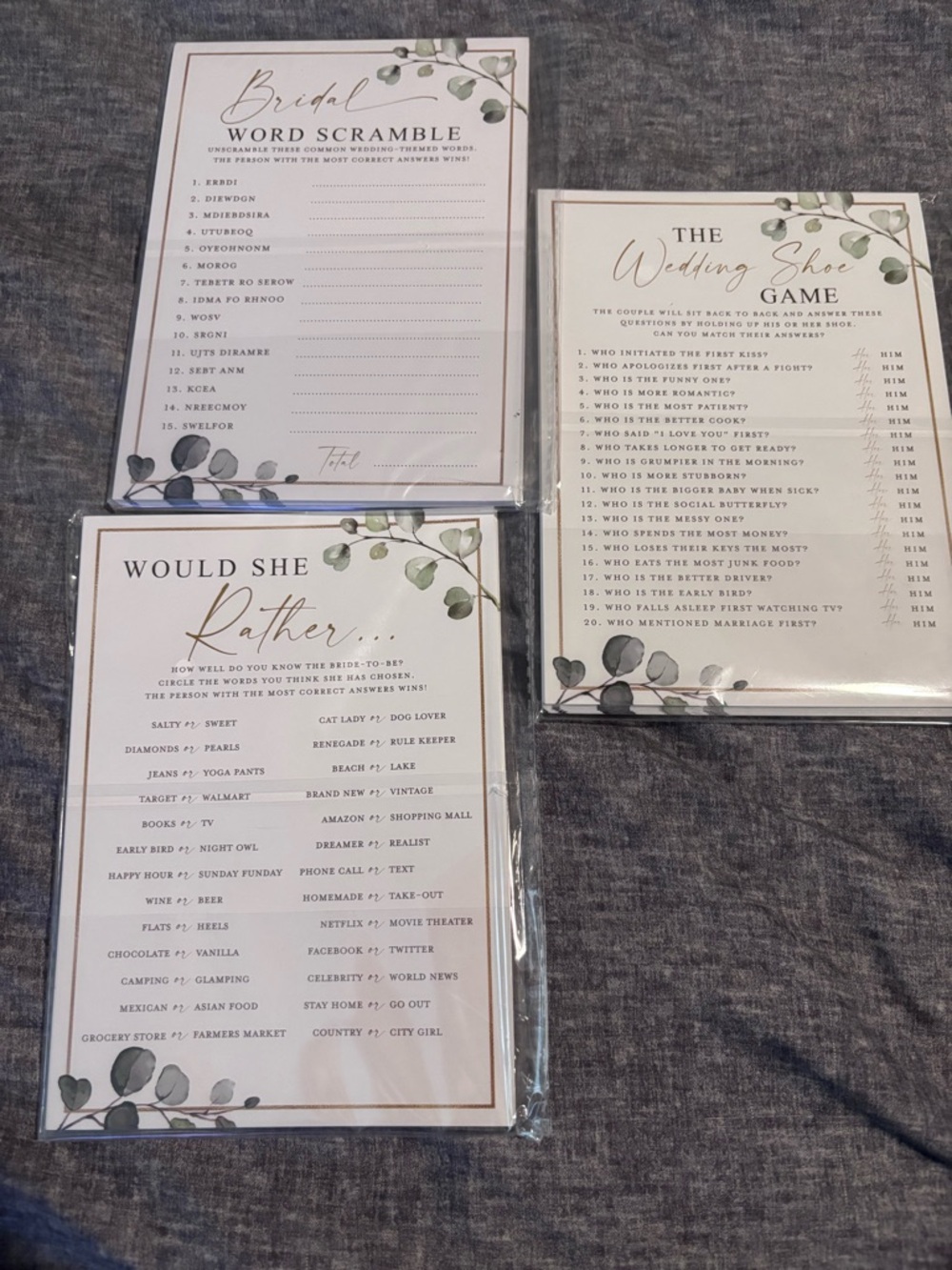 Wedding Game Bundle - Green Leaf Bridal Shower Games